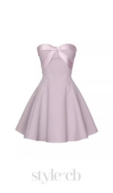 BOW STRAPLESS MINI DRESS IN PINK