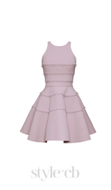 A-LINE MINIDRESS WITH PEARL DETAIL IN PINK