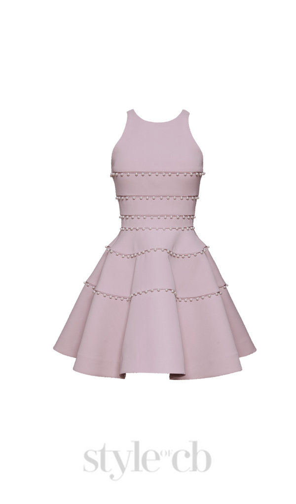 A-LINE MINIDRESS WITH PEARL DETAIL IN PINK