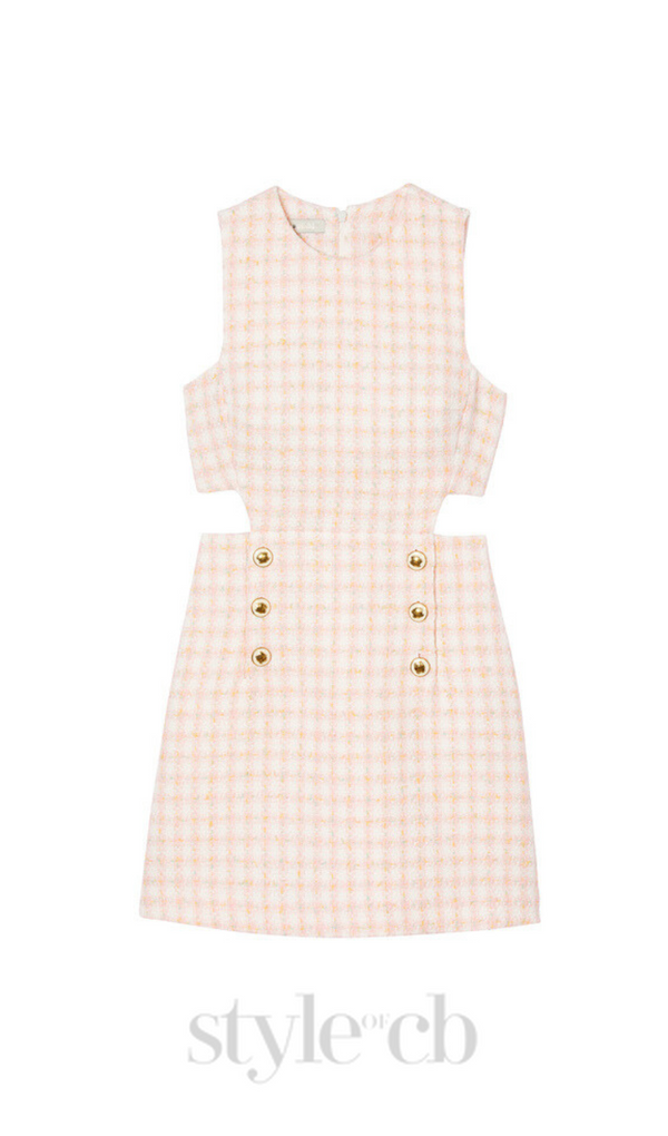 Sleeveless Cutout Pinafore mini Dress in light pink