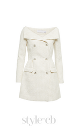 STEPHANIE WHITE BOUCLE BLAZER MINI DRESS