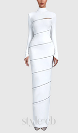 Aloysius Zipper Bodycon Maxi Dress In White