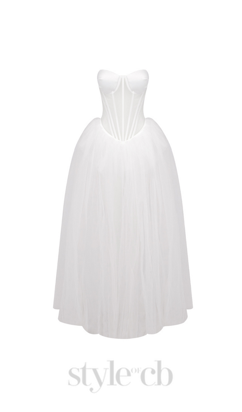 ODILE STRAPLESS GOWN IN WHITE