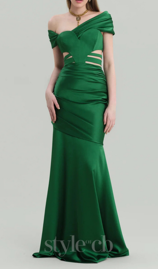 CHESNA GREEN HEART BANDAGE MAXI DRESS