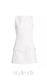 Stretch Crepe Strapless Mini dress in white