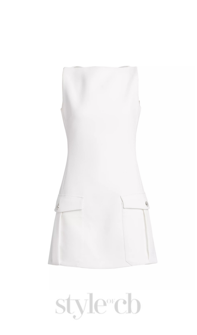 Stretch Crepe Strapless Mini dress in white