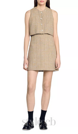 Penelope Tweed Mini Dress in camel