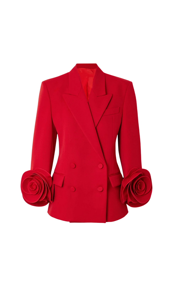 Sophia Rose Appliqué Blazer in Red