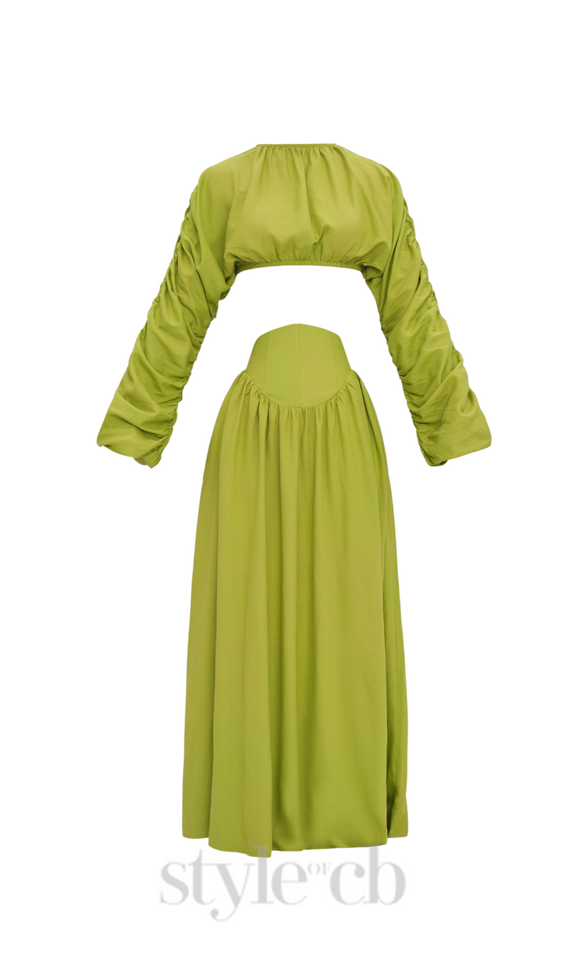 SHEILA CORP TOP CORSET SKIRT SET IN LIME