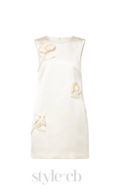 Giorlia Floral Appliqué Satin Mini Dress