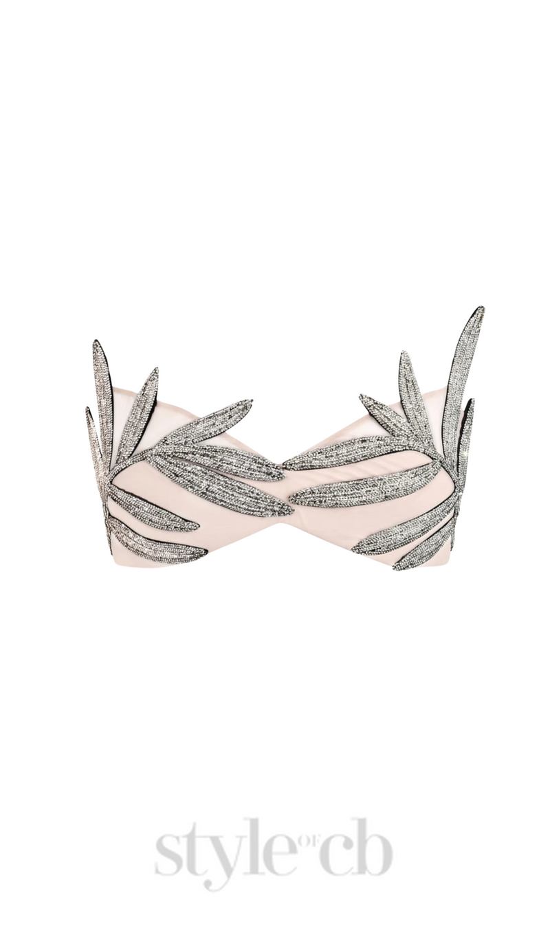 Vieby Leaf Crystal Bralette in Apricot