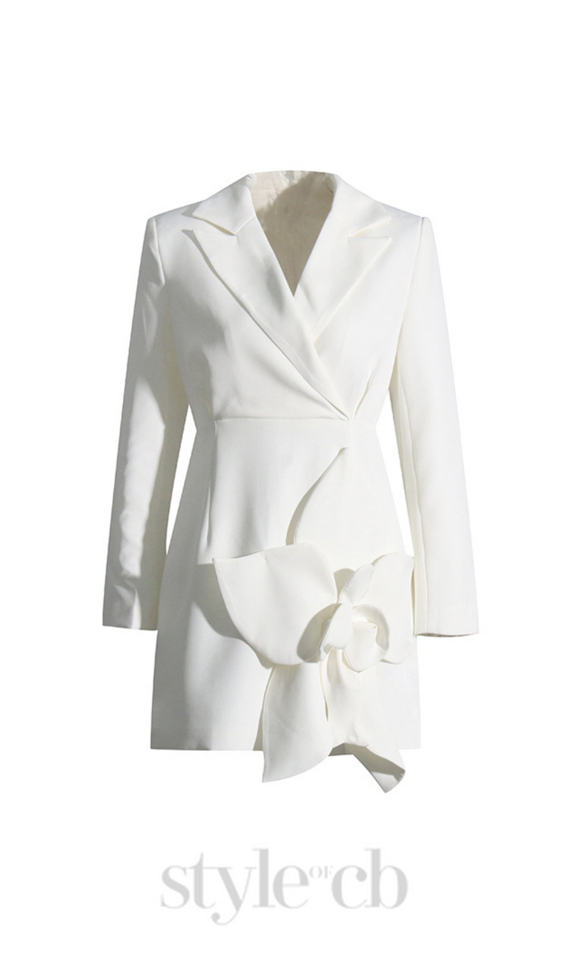 Forina Flower Blazer Dress in white