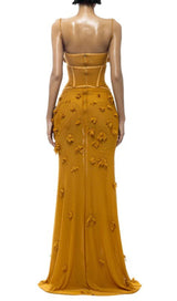 CARYS STRAPPY PETAL MAXI DRESS in yellow