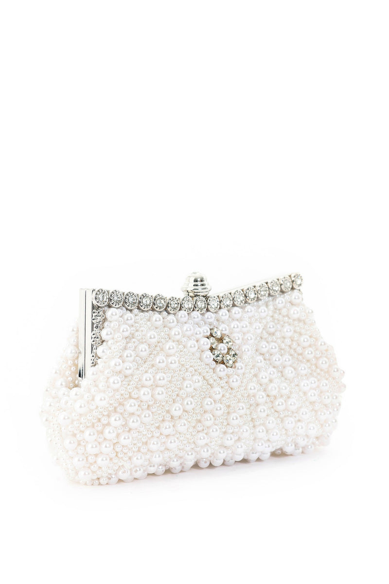 Hlasa Pearls Diamante Clutch