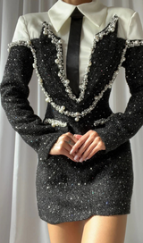 PEARL EMBELLISHED SEQUINS SUIT SKIRT