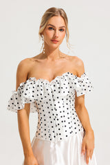 SUZANNE GRAY POLKA DOT OFF-SHOULDER CORSET