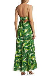 LEAF-PRINT STRAP MAXI DRESS