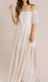 LACE OFF SHOULDER MAXI DRESS