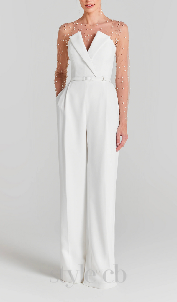 MESH PEARL JUMPSUIT TWO PIECE