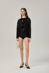 Nerissa tie-front sequinned jacket