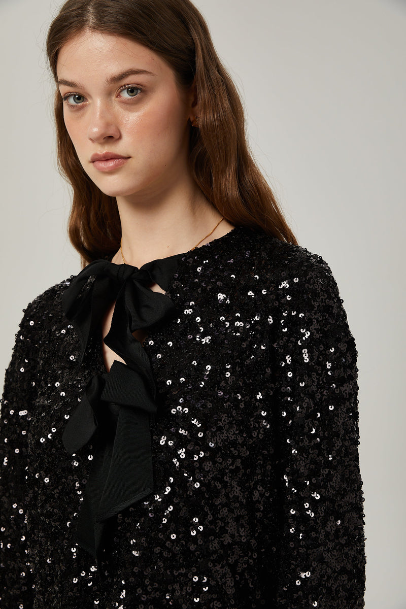 Nerissa tie-front sequinned jacket