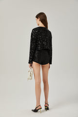 Nerissa tie-front sequinned jacket