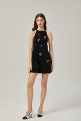 Ariane crystal-embellished scoop-back mini dress