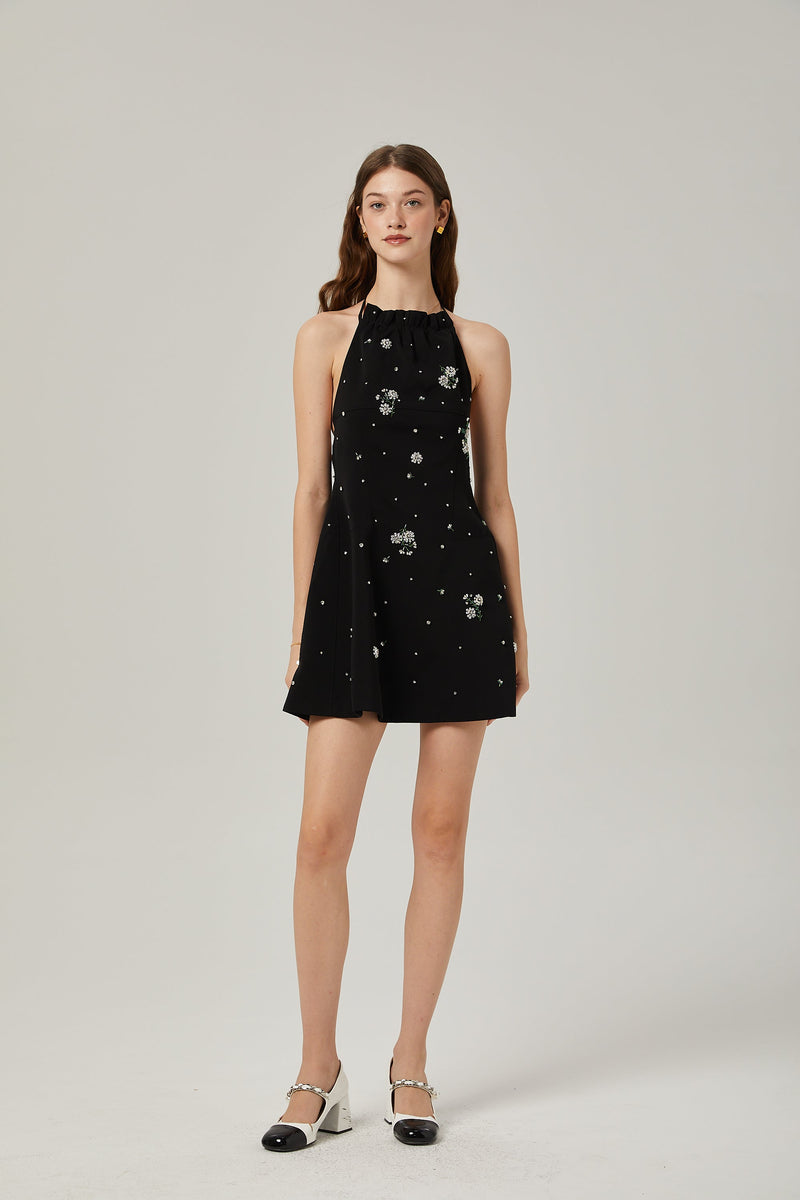 Ariane crystal-embellished scoop-back mini dress