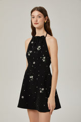 Ariane crystal-embellished scoop-back mini dress