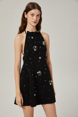 Ariane crystal-embellished scoop-back mini dress