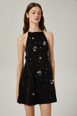 Ariane crystal-embellished scoop-back mini dress