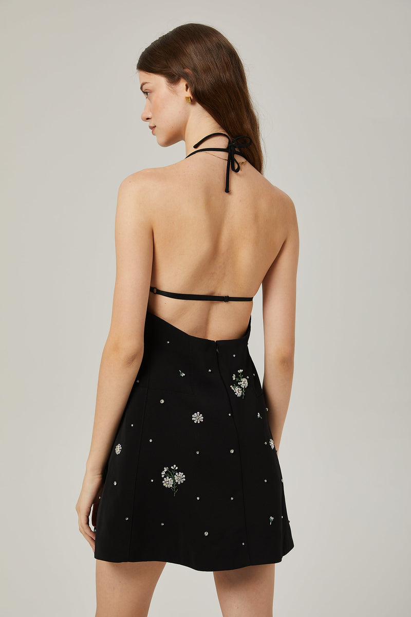 Ariane crystal-embellished scoop-back mini dress