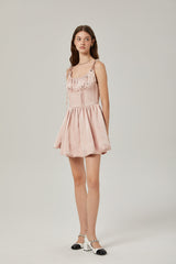 Axelle pleated crystal embellished mini dress