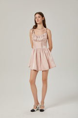 Axelle pleated crystal embellished mini dress