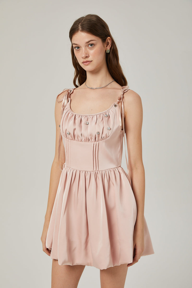 Axelle pleated crystal embellished mini dress