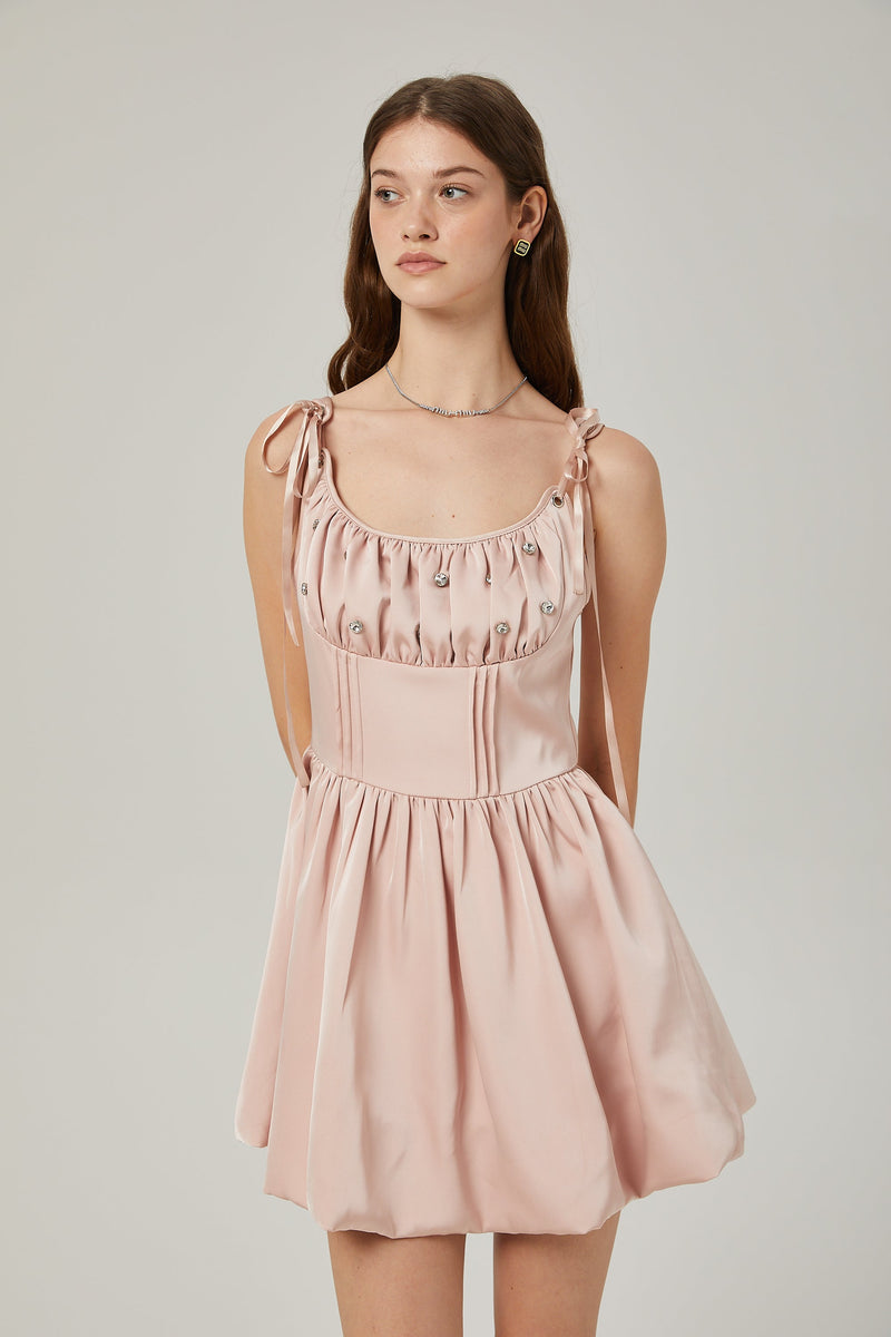 Axelle pleated crystal embellished mini dress