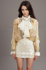 Liane semi-sheer flower beaded organza light luxury jacket