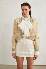 Liane semi-sheer flower beaded organza light luxury jacket