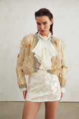 Liane semi-sheer flower beaded organza light luxury jacket