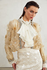 Liane semi-sheer flower beaded organza light luxury jacket