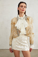 Liane semi-sheer flower beaded organza light luxury jacket