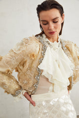 Liane semi-sheer flower beaded organza light luxury jacket