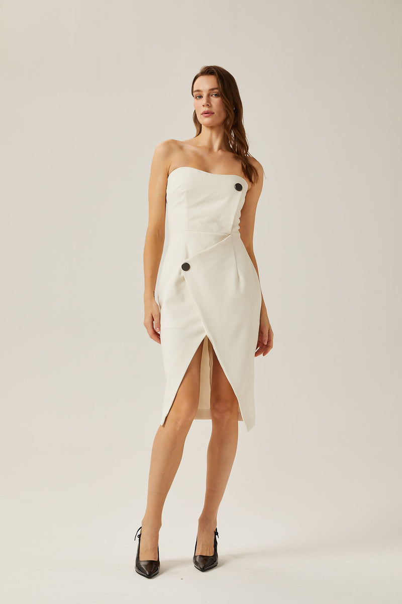 Noele white off-shoulder midi dress