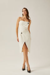 Noele white off-shoulder midi dress