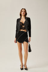 Ève crystal-embellished jacket & skirt matching set in Black