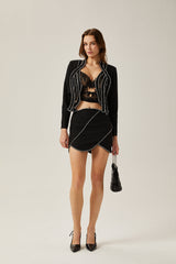 Ève crystal-embellished jacket & skirt matching set in Black