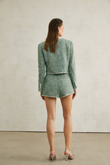 Alyss green tweed jacket & shorts matching set