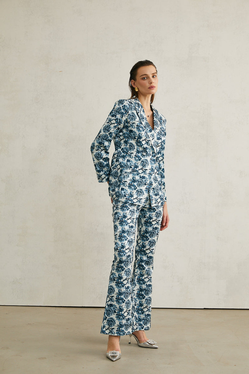 Morgane floral-print jacket & trousers matching set