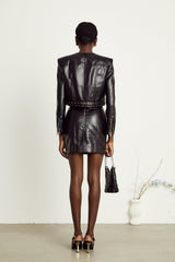 Daphné eyelet-embellished leather jacket & skirt matching set