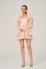 Jeanne pink floral-print pleated mini dress